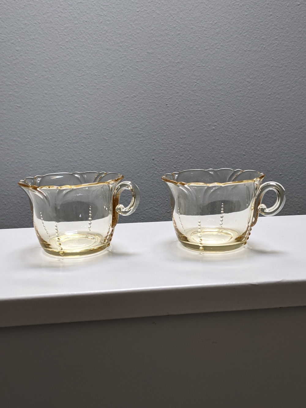 Antique Near Mint Condition 1930s Heisey Empress Sahara Punch Cups - Pair